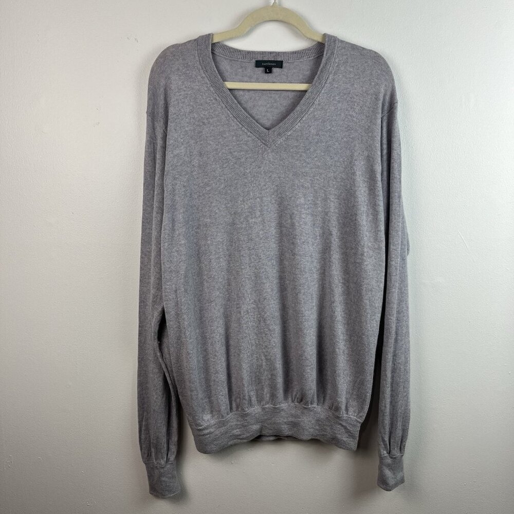 Turtleson Merino Wool Sweater Men’s L Gray‎ V Neck Lightweight Casual Preppy